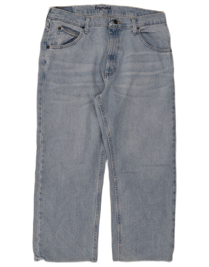 Wrangler Calça jeans masculina cortada W34 L23 algodão azul