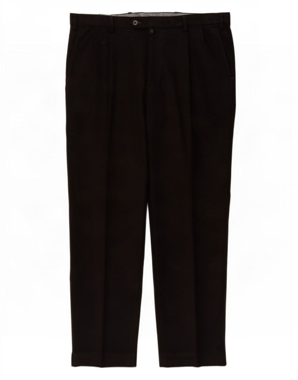 Calça masculina de terno regular Marks & Spencer W38 L31 poliéster preto