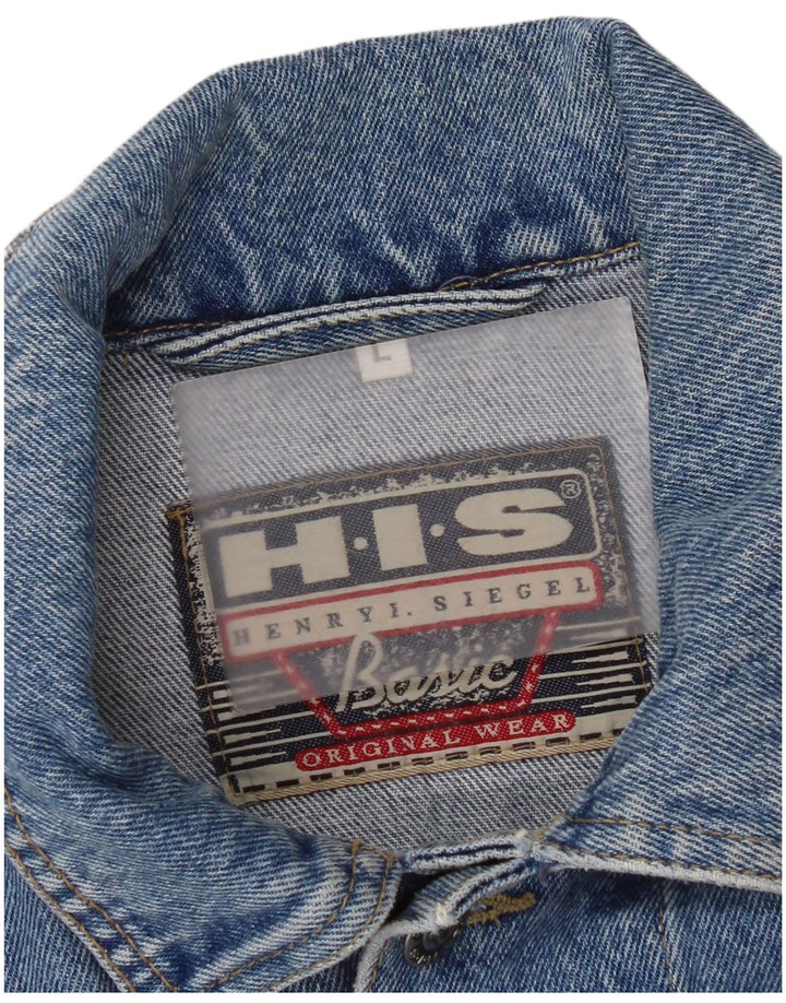 Jaqueta jeans masculina Henry I Siegel H.I.S Reino Unido 40 grande algodão azul