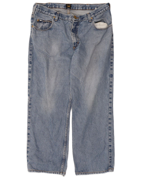 Lee Mens Brooklyn recortado jeans retos W36 L26 algodão azul