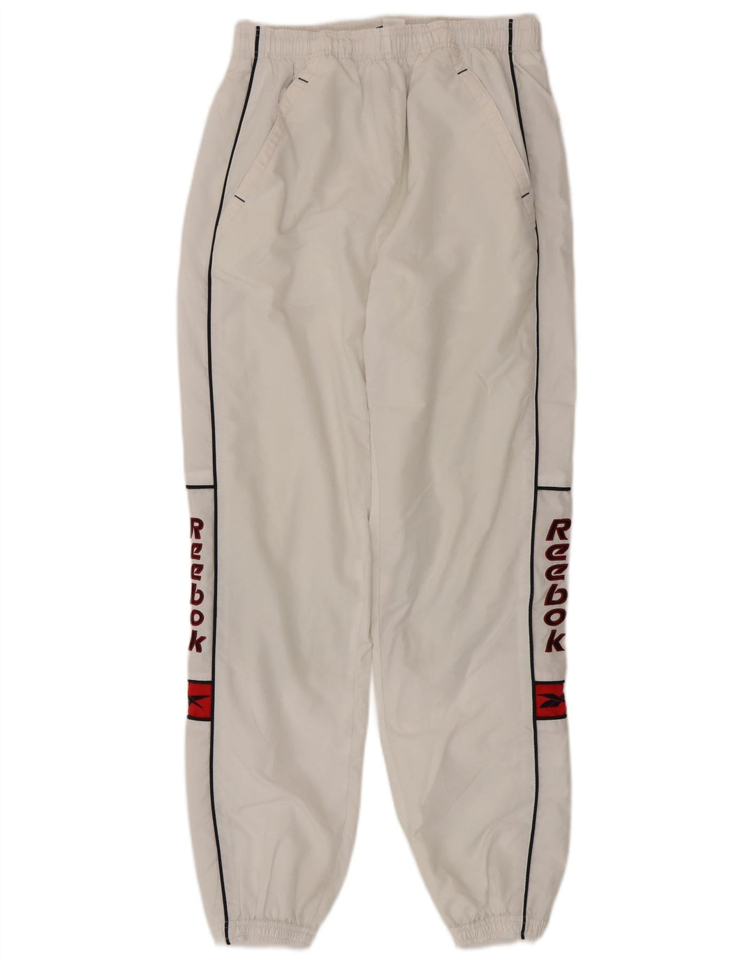 Calça de treino masculina Reebok Graphic Joggers pequeno poliéster branco