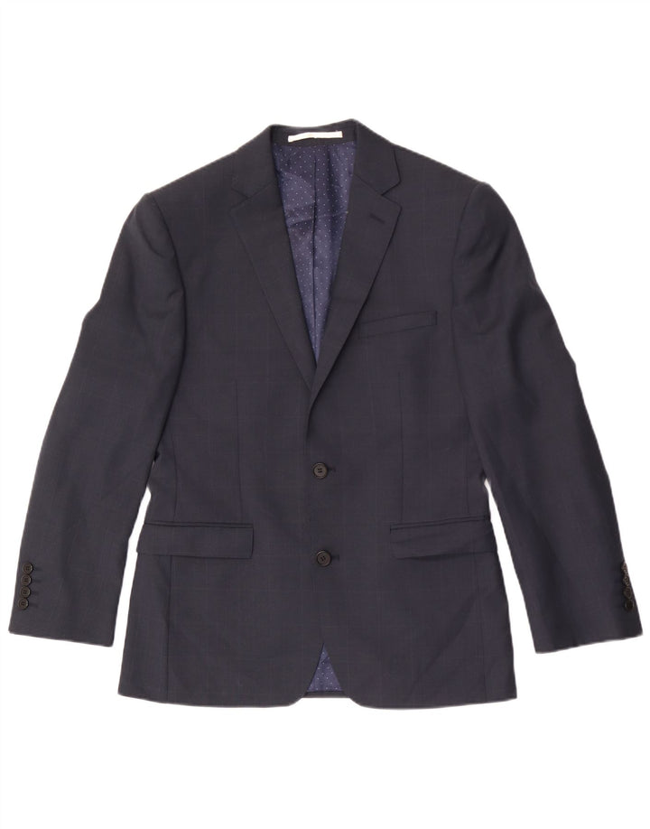 Jaqueta blazer masculina de 2 botões French Connection Reino Unido 36 pequena lã azul marinho