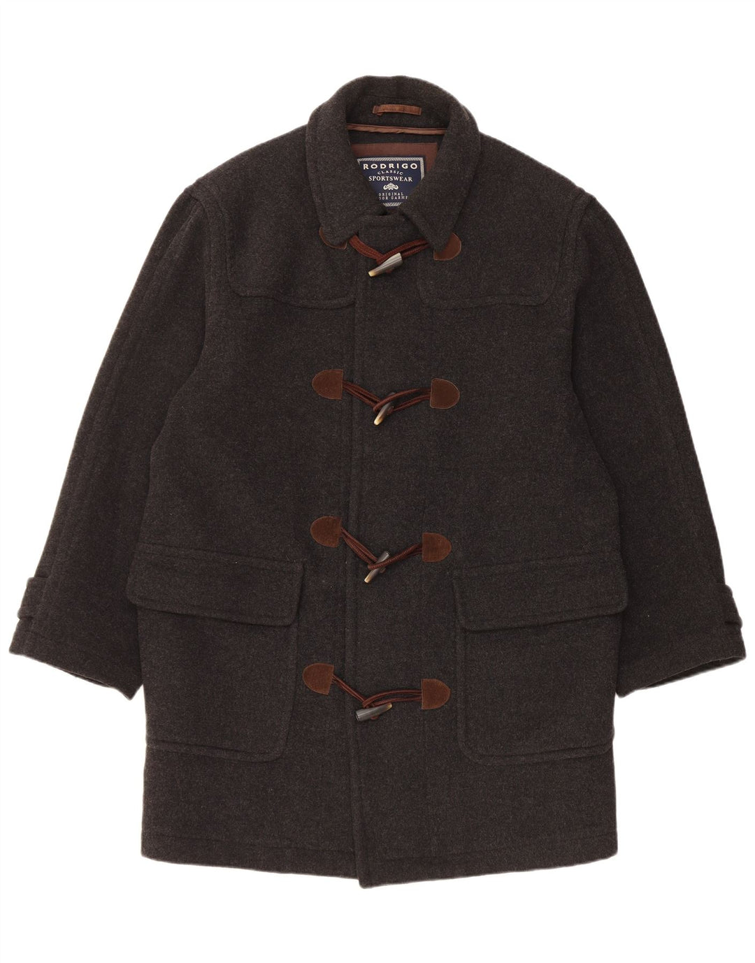 Rodrigo Mens Loose Fit Duffle Coat IT 48 Médio Lã Preta