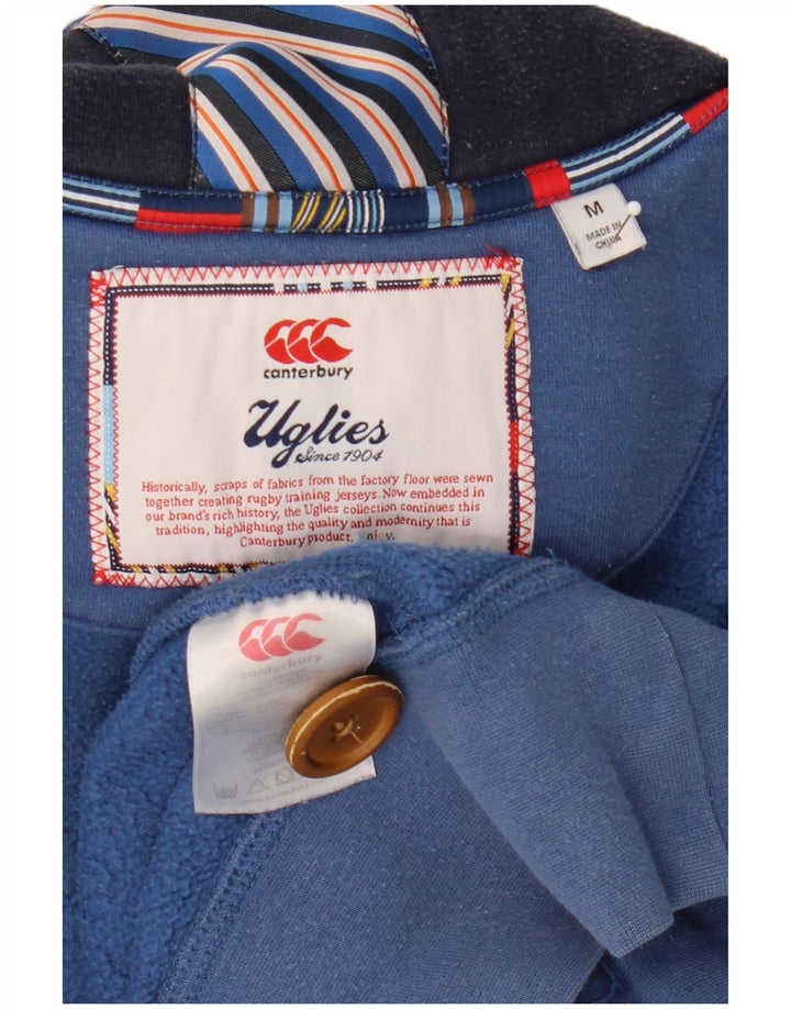 Suéter masculino Canterbury com gola com botão e algodão azul médio
