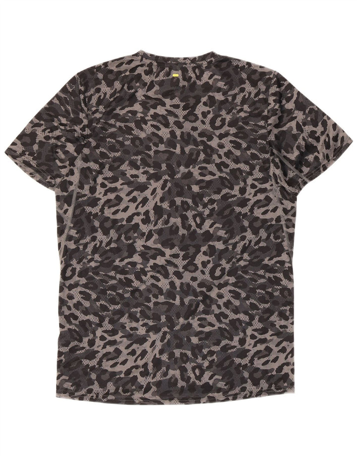Adidas Mens Aeroready Camiseta Top Pequeno Cinza Animal Print Poliéster