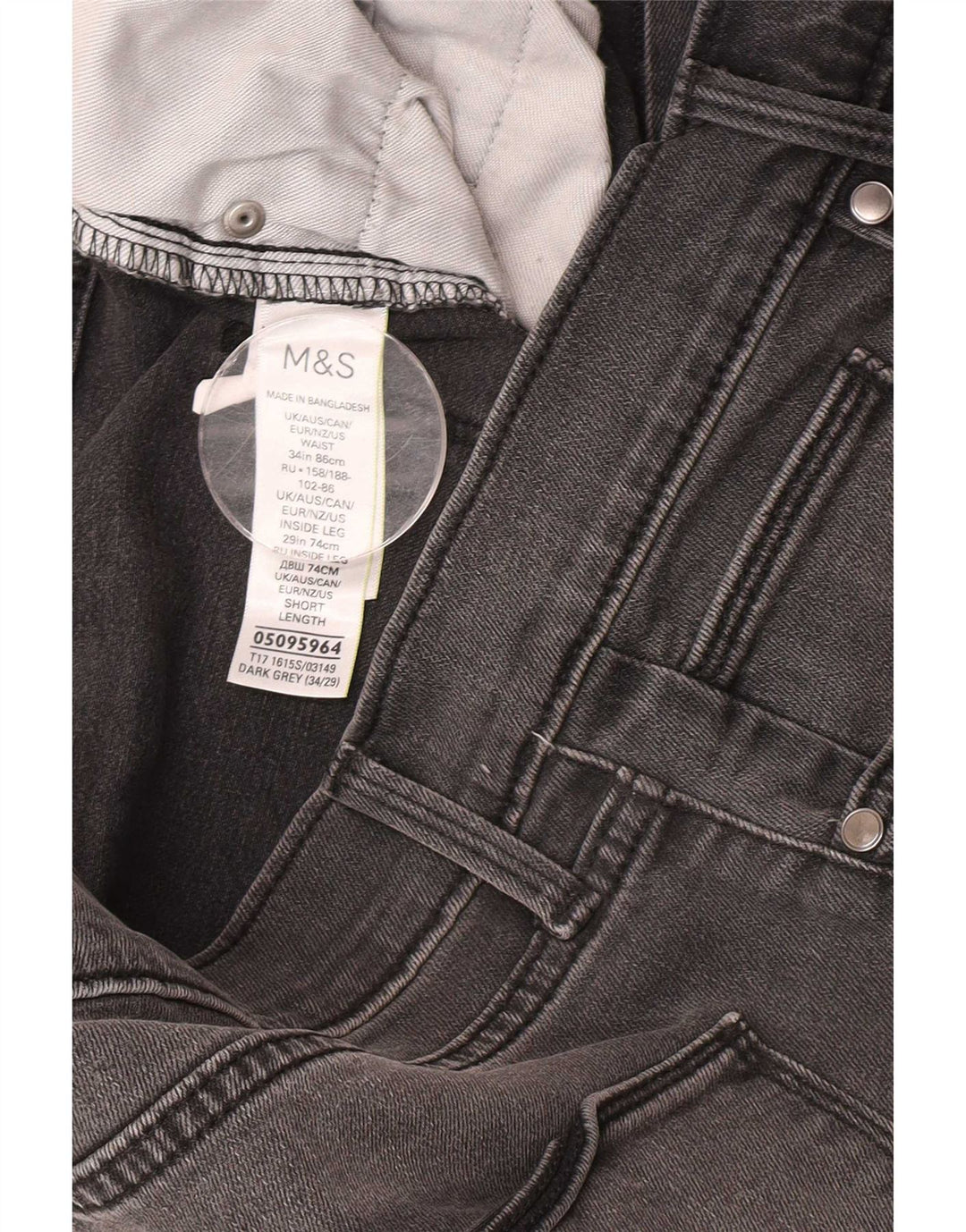 Marks & Spencer Mens Slim Jeans W34 L29 Algodão Cinza