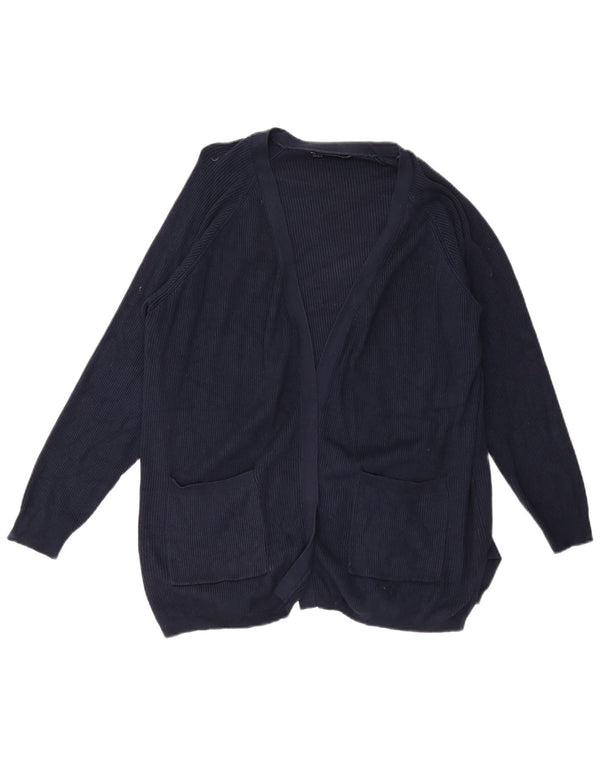 Suéter cardigã aberto feminino Marks & Spencer Reino Unido 14 grande viscose azul marinho