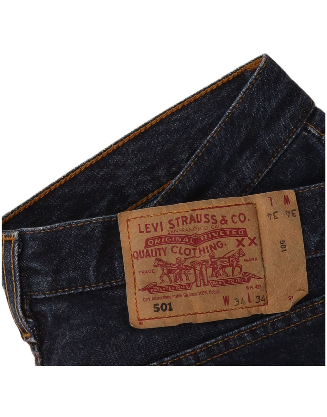 Shorts jeans masculino 501 da Levi's W34 grande azul marinho