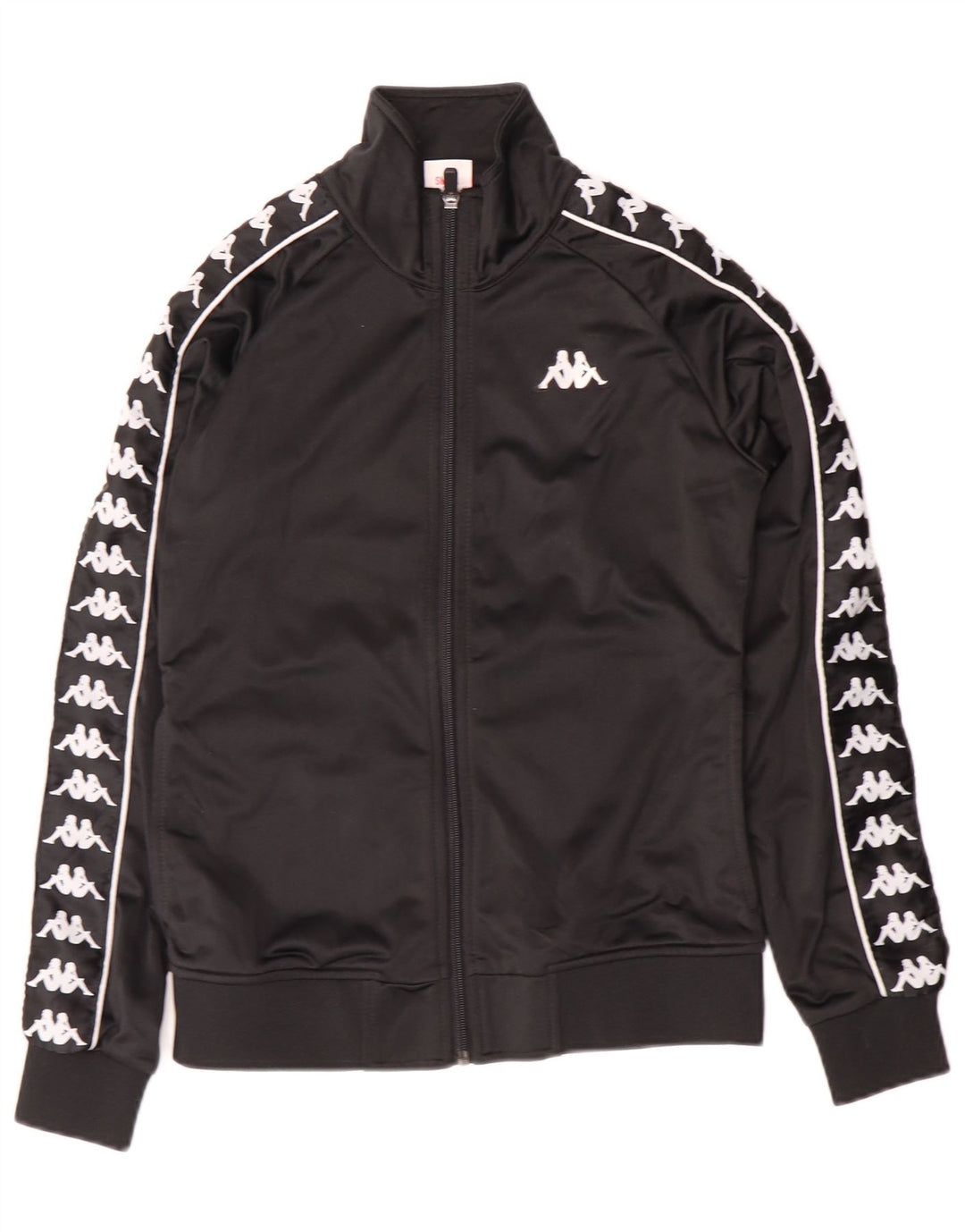 Kappa feminino gráfico completo agasalho Reino Unido 10 pequeno bloco colorido preto