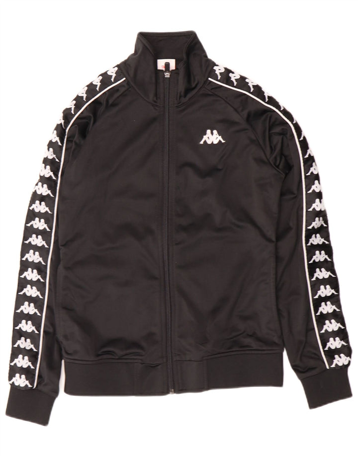 Kappa feminino gráfico completo agasalho Reino Unido 10 pequeno bloco colorido preto