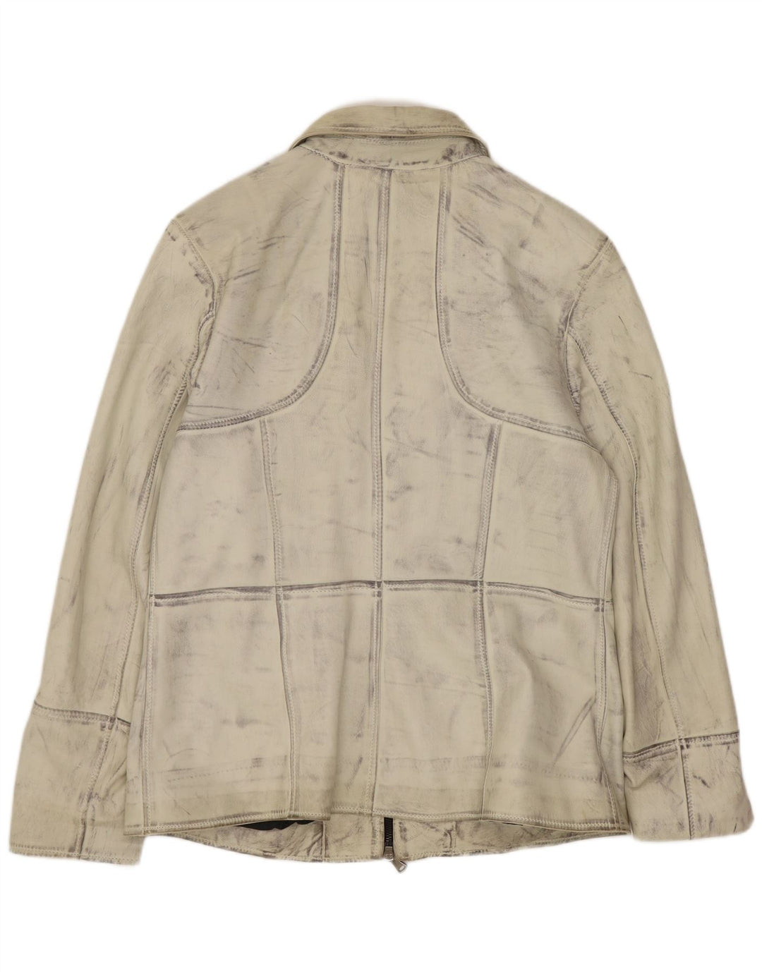 Jaqueta de couro feminina vintage UK 16 grande branco