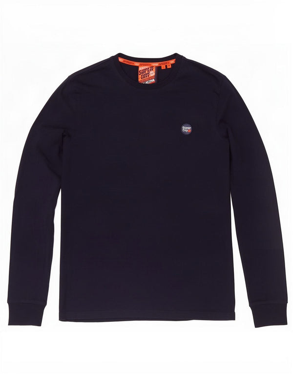 Top masculino Superdry manga comprida médio algodão azul marinho