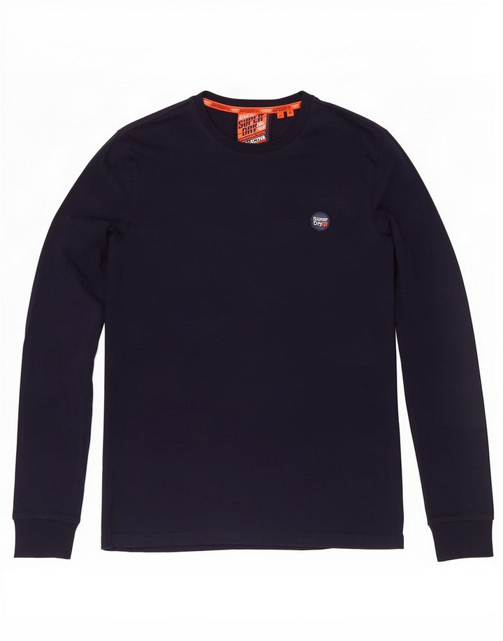 Top masculino Superdry manga comprida médio algodão azul marinho