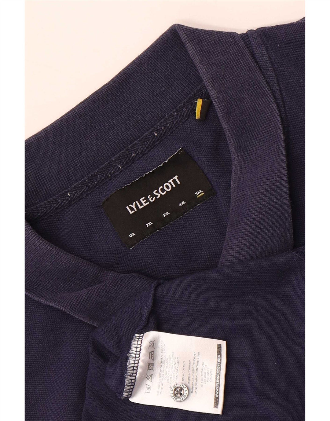 Camisa polo masculina Lyle & Scott 5XL algodão azul marinho