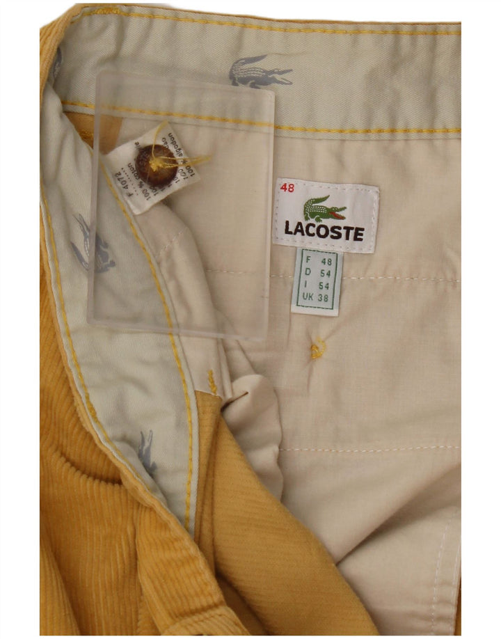 Calça masculina reta de veludo LACOSTE tamanho 48 XL W38 L31 algodão amarelo