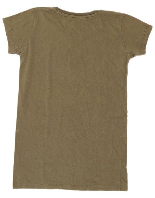 Calvin Klein Jeans Camiseta feminina gráfica Top Reino Unido 10 Pequeno Caqui