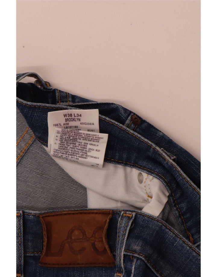 Lee Mens Brooklyn Straight Jeans W38 L31 Azul Algodão