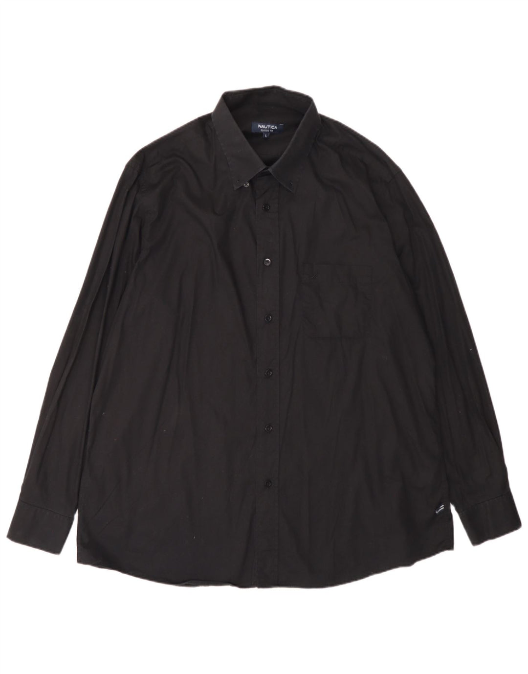 NAUTICA Mens Classic Fit Shirt Large Black Cotton