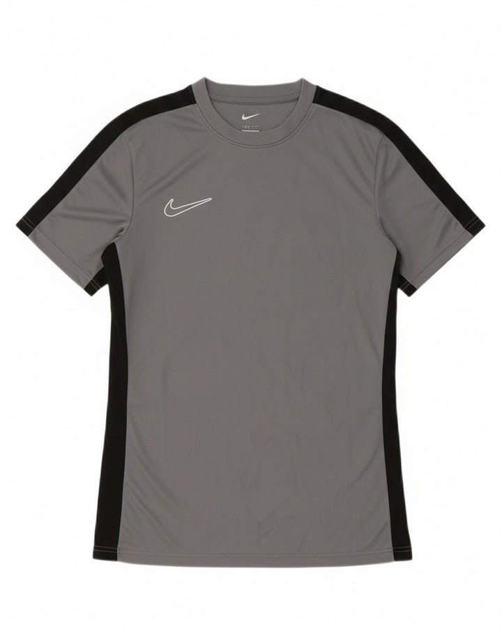 Camiseta masculina Nike Dri Fit Slim Fit Top pequeno cinza colorblock poliéster