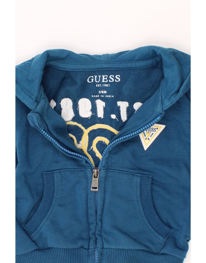 GUESS Baby Boys Graphic Zip Hoodie Sweater 3-6 Months Blue Vintage Guess and Second-Hand Guess from Messina Hembry 