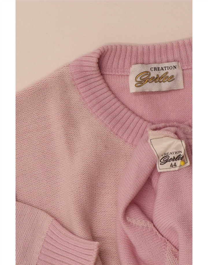 Suéter feminino vintage com gola redonda IT 44 médio rosa floral