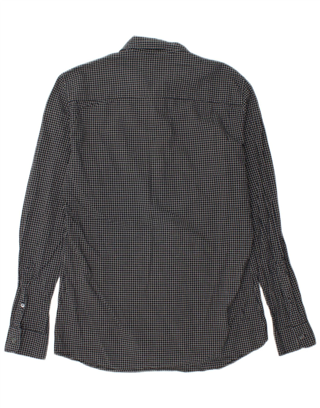 Camisa masculina de flanela slim fit French Connection algodão xadrez preto pequeno