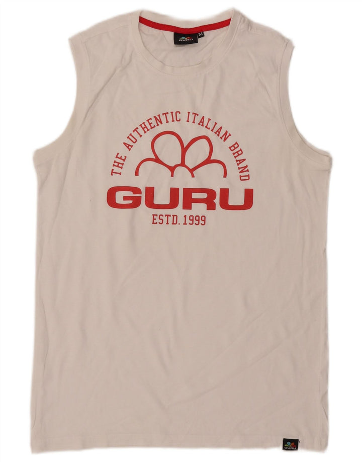 Guru Mens Graphic Vest Top Médio Branco