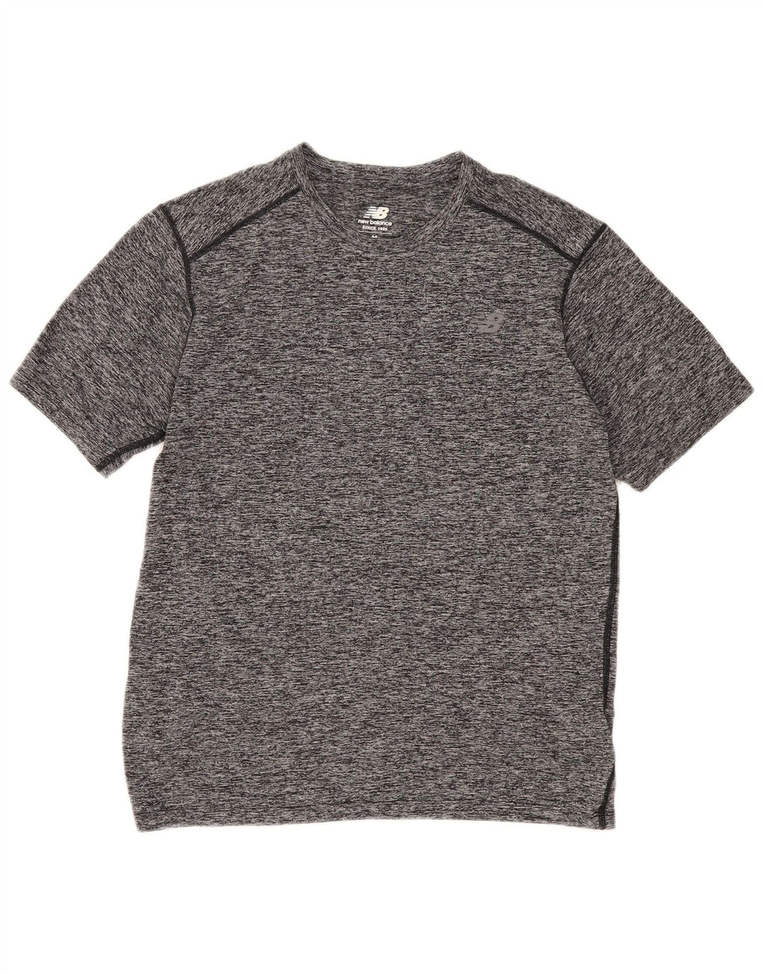 Camiseta masculina New Balance poliéster manchado cinza médio