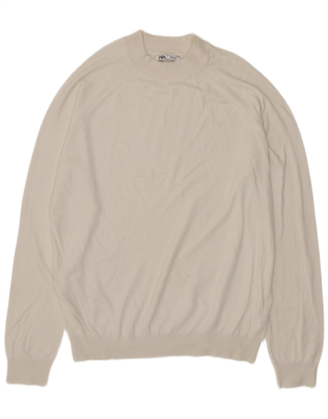 Zara Suéter masculino com gola redonda, viscose branca média