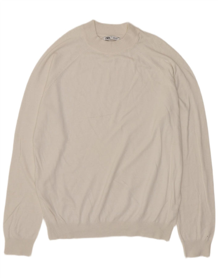 Zara Suéter masculino com gola redonda, viscose branca média