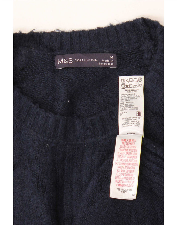 Suéter feminino Marks & Spencer com gola redonda Reino Unido 14 médio azul marinho