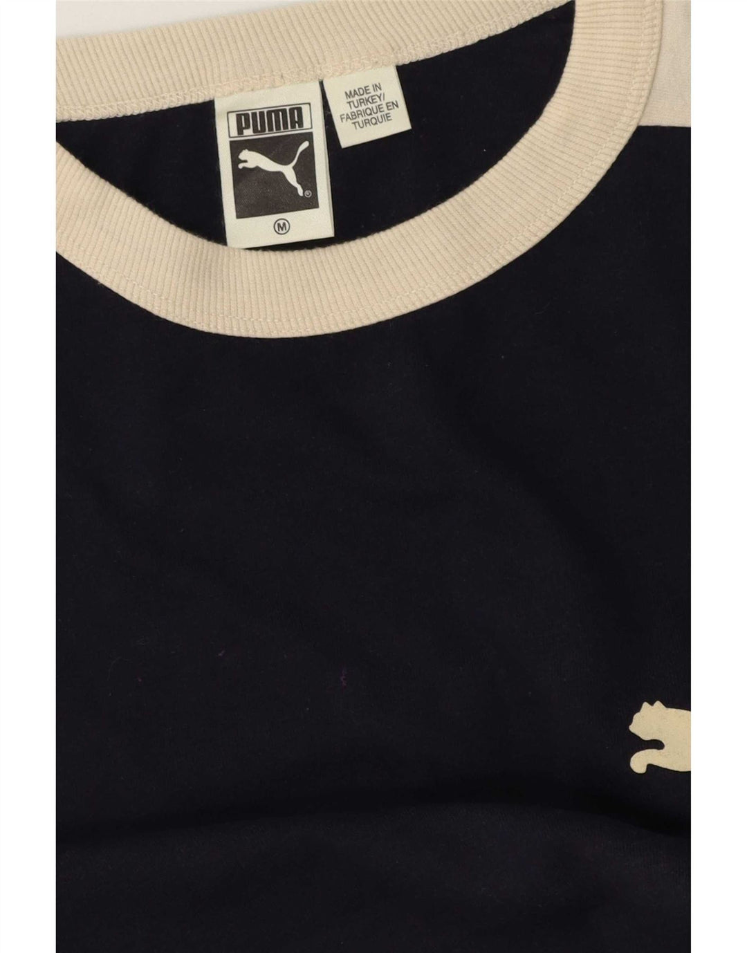 Puma masculino top manga longa médio azul marinho algodão colorblock