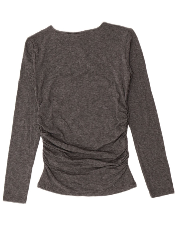 Top feminino Marks & Spencer manga comprida UK 10 pequeno cinza acrílico
