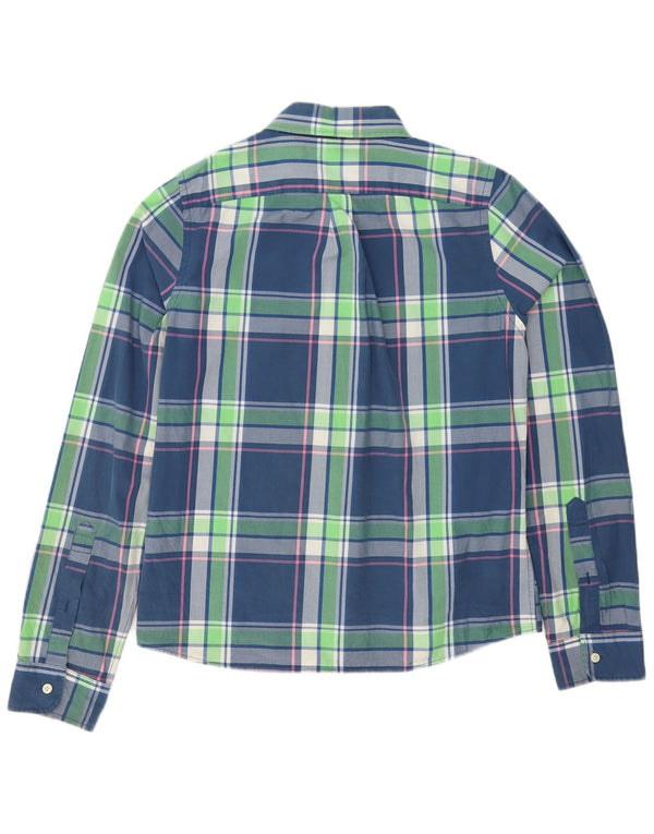 Camisa muscular masculina Abercrombie & Fitch XL azul xadrez algodão