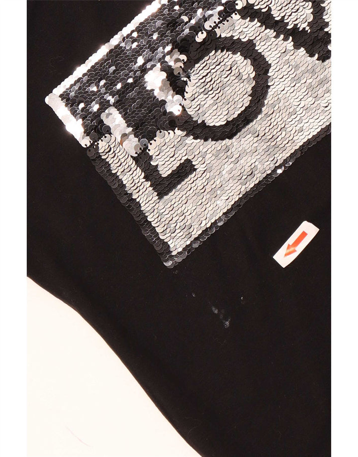 Camiseta feminina Liu Jo com estampa gráfica UK 10 pequena preta