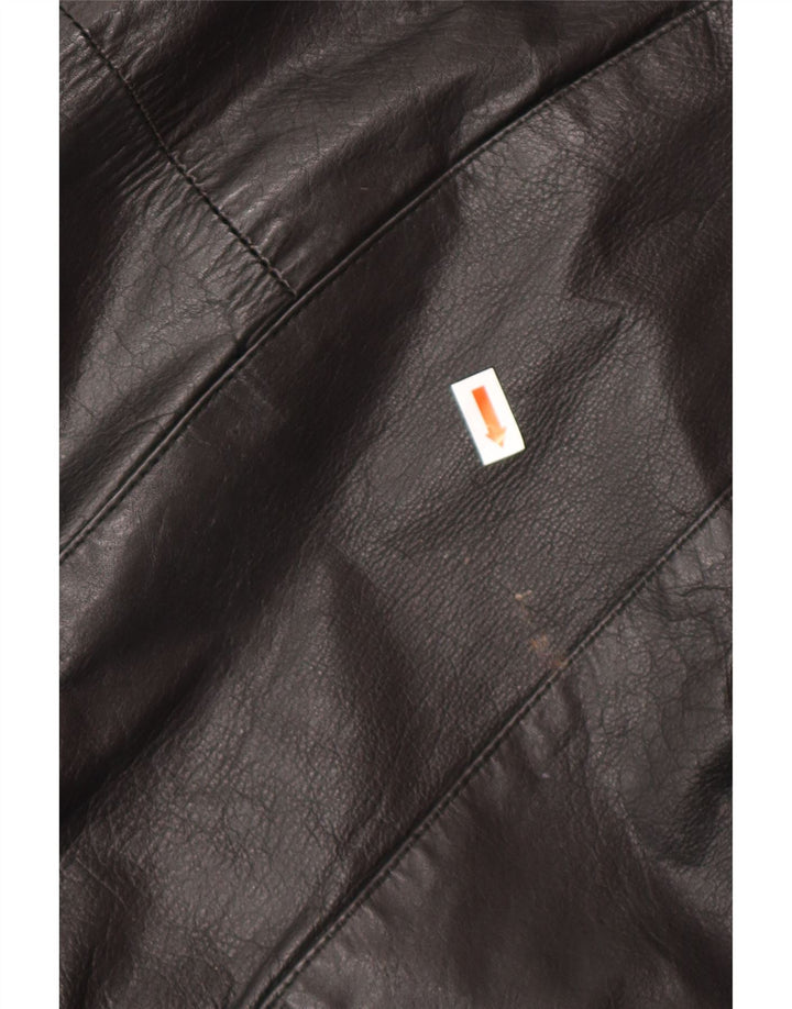 Casaco feminino de couro superdimensionado VINTAGE Reino Unido 14 couro preto médio