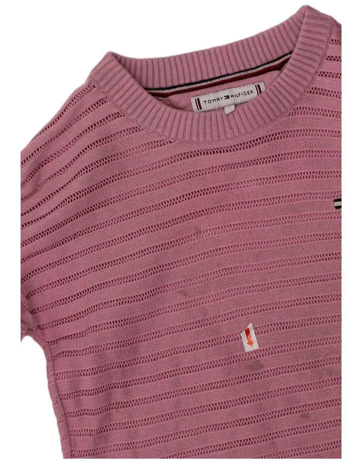 TOMMY HILFIGER Suéter feminino com gola redonda e 7 a 8 anos rosa