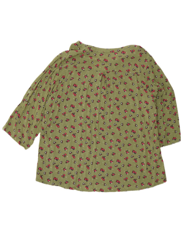 F.D.Joseph Pulôver feminino manga 3/4 UK 18 XL verde floral viscose