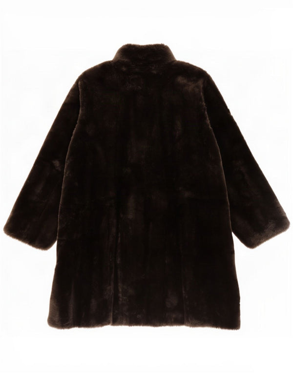 Sobretudo de pele sintética grande vintage feminino Reino Unido 22 3XL Acrílico preto