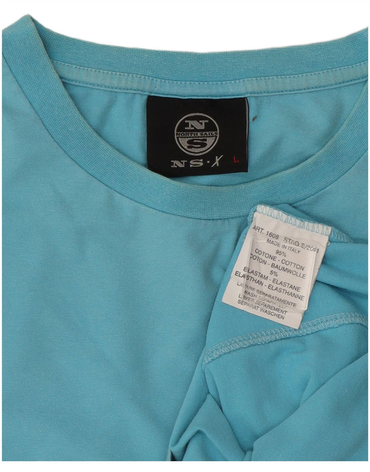 Top gráfico masculino North Sails manga comprida grande algodão azul