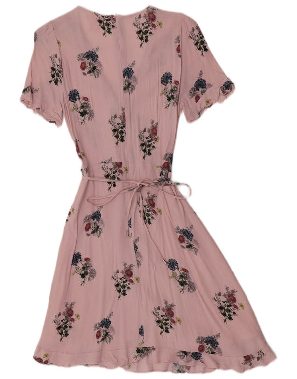 Vestido feminino Oasis UK 10 pequeno viscose floral rosa