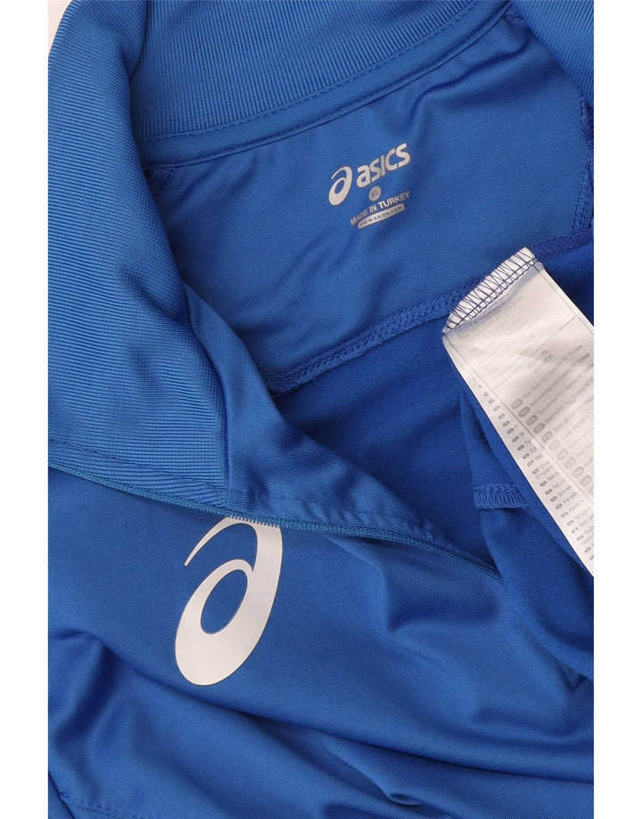 Asics Mens Zip Neck Pullover Treino Top XL Azul Colourblock Poliéster