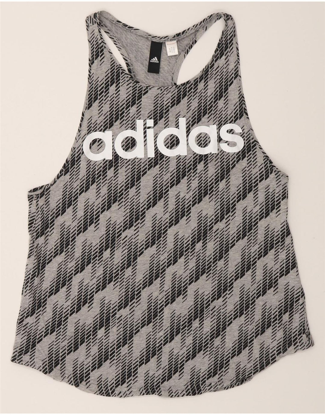 Adidas Womens Graphic Vest Top UK 12 Médio Cinza Geométrico