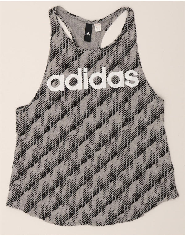 Adidas Womens Graphic Vest Top UK 12 Médio Cinza Geométrico