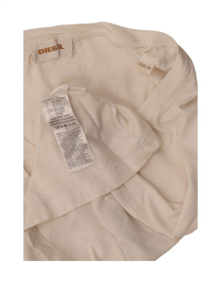Camiseta feminina Diesel Crop Graphic Top UK 12 Médio Off White Algodão
