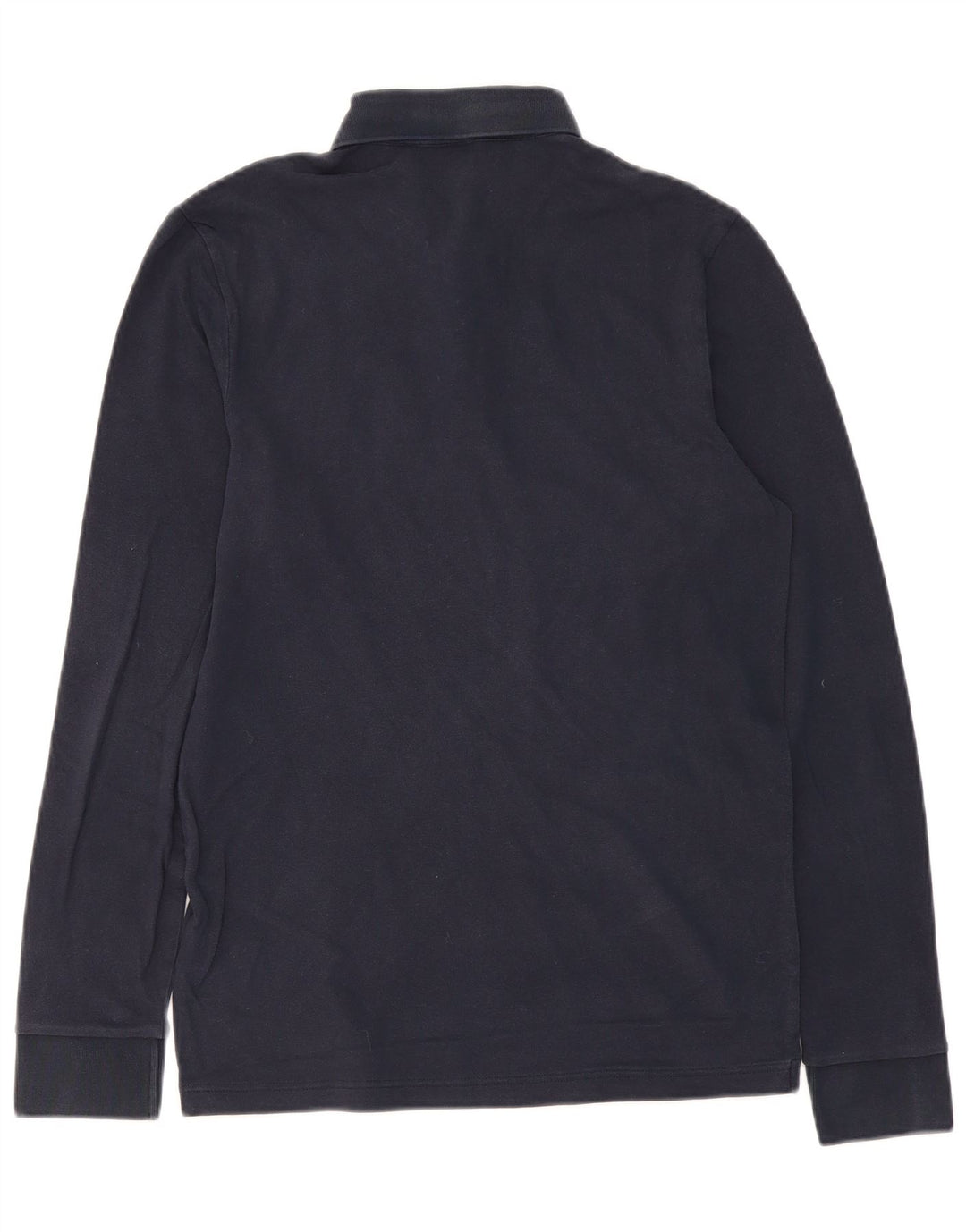 HUGO BOSS Camisa polo masculina slim fit de manga comprida de algodão azul marinho médio