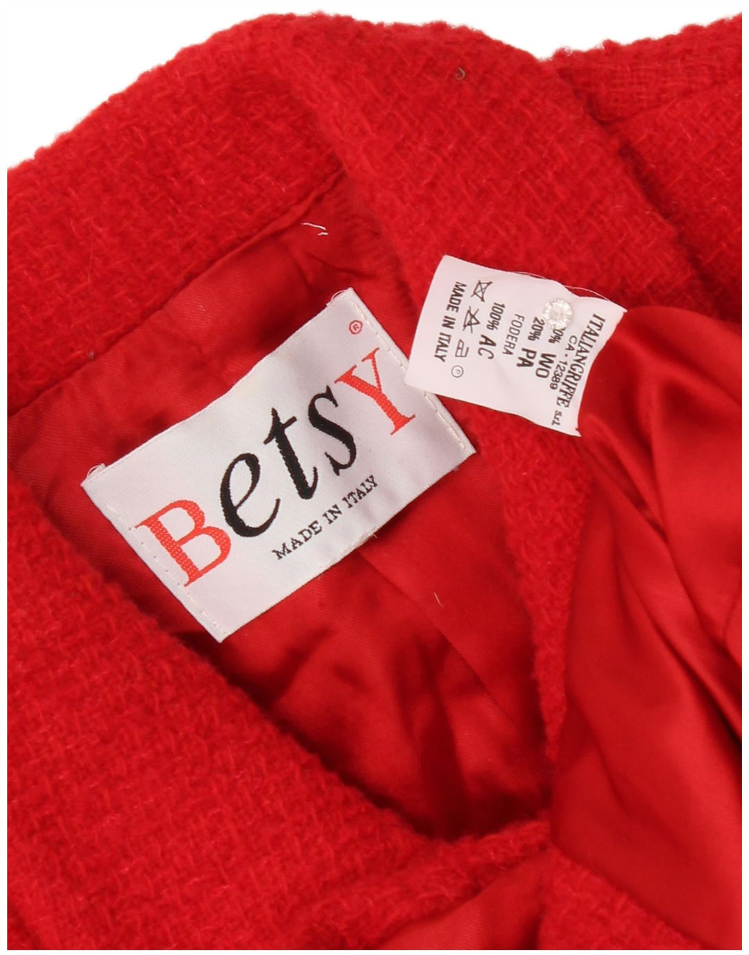 Conjunto de saia feminina vintage de 4 botões e 2 peças Reino Unido 12 médio W28 lã vermelha