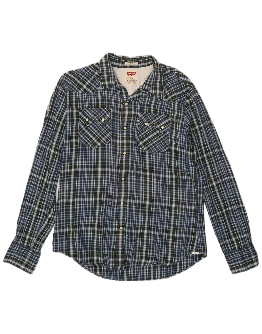 Levi's Mens Slim Fit Flannel Shirt Large Blue Check Cotton