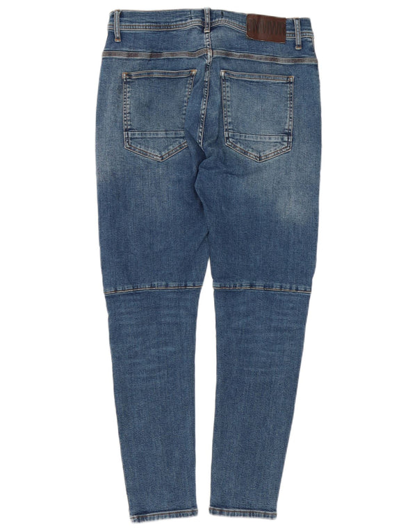 Zara Mens Skinny Jeans EU 44 Grande W34 L27 Azul Patchwork Algodão