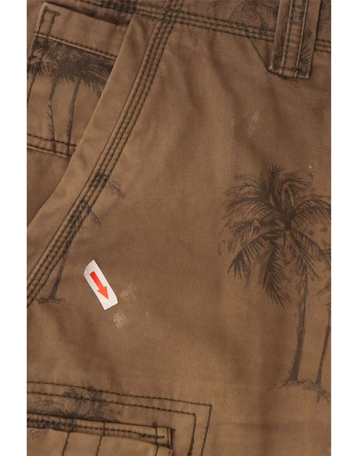 Shorts cargo masculino Fat Face W34 grande algodão floral marrom